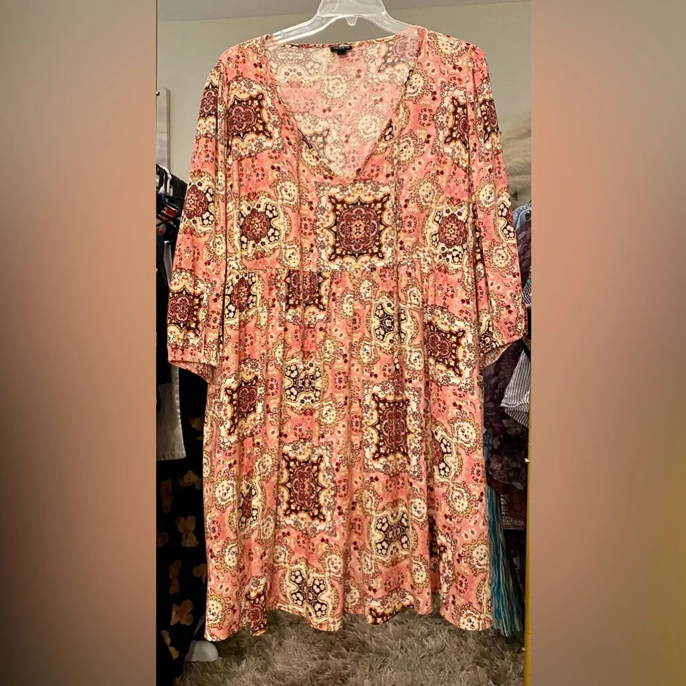 Torrid Pink Paisley-Min Gauze Tunic Dress - Size 2X - EUC! - Picture 7 of 10